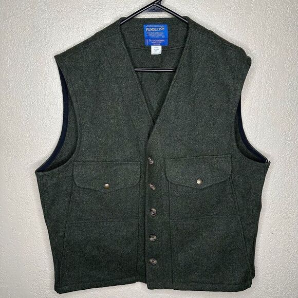 Vintage Pendleton Outdoorsman Wool Made In USA Mackinaw Vest Mens XL - Picture 2 of 5